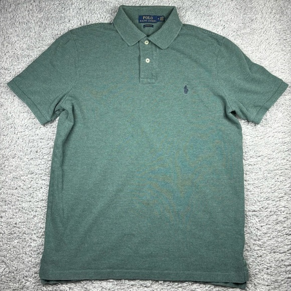 Polo Ralph Lauren Shirt Mens Medium Slub Knit Blue Pony Preppy Business Casual - Picture 1 of 4